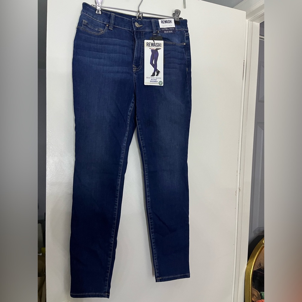 Rewash Dark Denim Cropped Ultra Stretch High Rise Skinny Jeans Jegging 9/29 NWT! - Picture 2 of 5